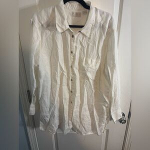 Elisabeth by Liz Claiborne White Button-Up Shirt linen size 18 EUC
